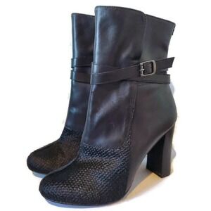 Nicole Miller Artelier Womens Size 8 Jacky Black Leather High Heel Fashion Boots